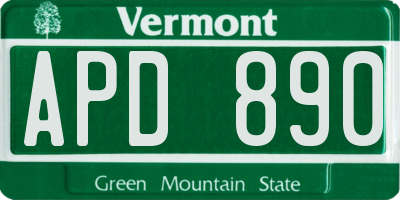 VT license plate APD890