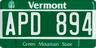 VT license plate APD894
