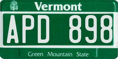 VT license plate APD898