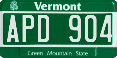 VT license plate APD904