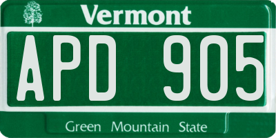 VT license plate APD905