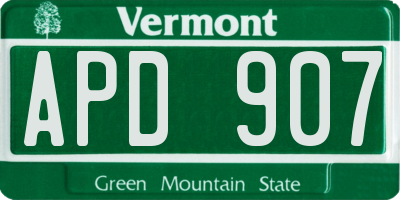 VT license plate APD907