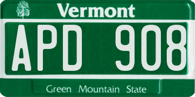 VT license plate APD908