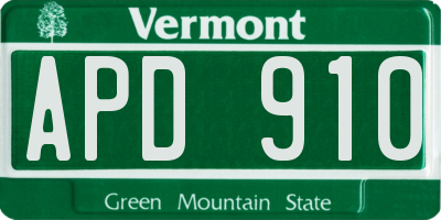 VT license plate APD910