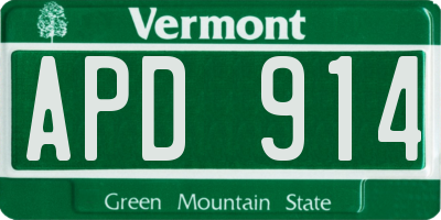 VT license plate APD914