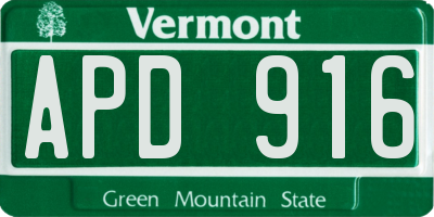 VT license plate APD916