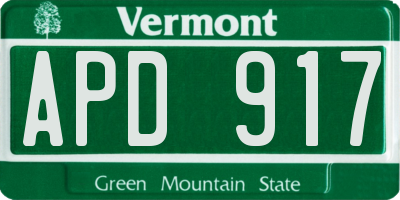 VT license plate APD917