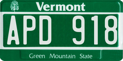 VT license plate APD918