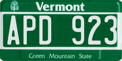 VT license plate APD923