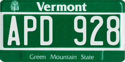 VT license plate APD928