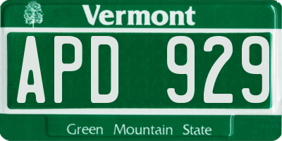 VT license plate APD929