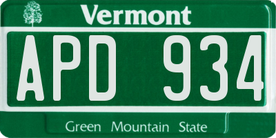 VT license plate APD934