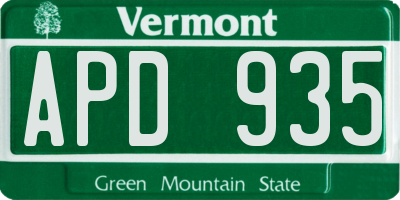 VT license plate APD935