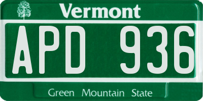 VT license plate APD936