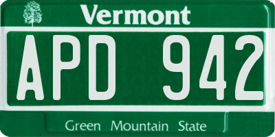 VT license plate APD942