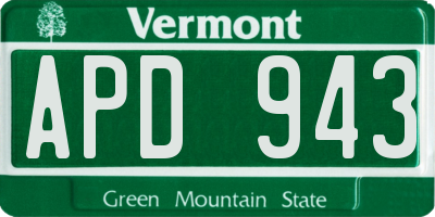 VT license plate APD943