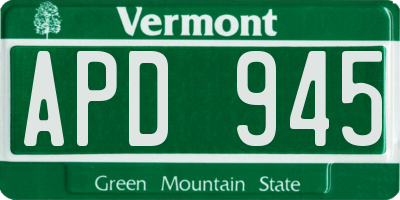 VT license plate APD945