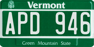 VT license plate APD946