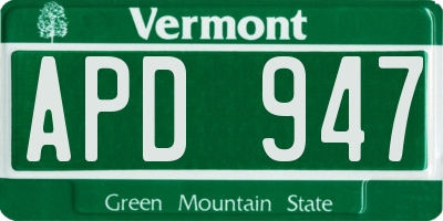 VT license plate APD947
