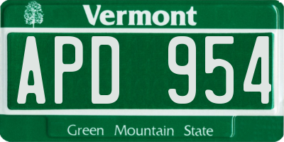 VT license plate APD954