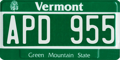 VT license plate APD955