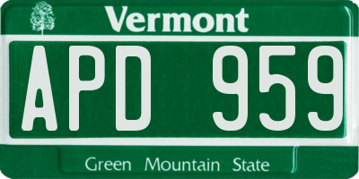 VT license plate APD959
