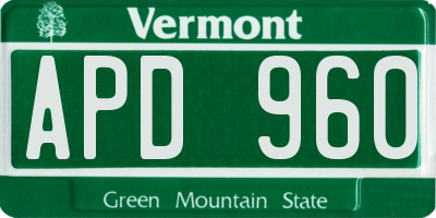 VT license plate APD960