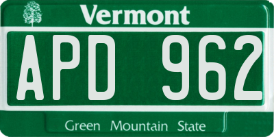 VT license plate APD962