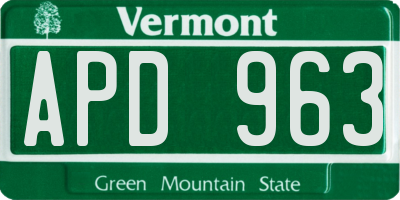 VT license plate APD963