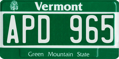 VT license plate APD965