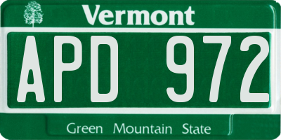 VT license plate APD972