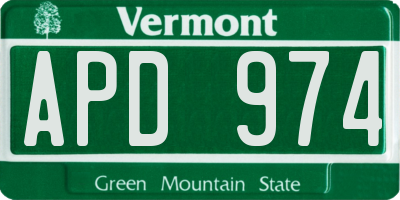 VT license plate APD974