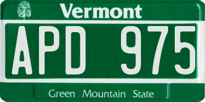 VT license plate APD975