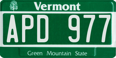 VT license plate APD977