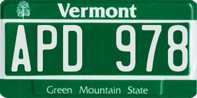 VT license plate APD978