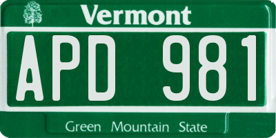 VT license plate APD981