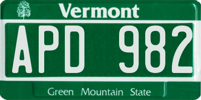 VT license plate APD982