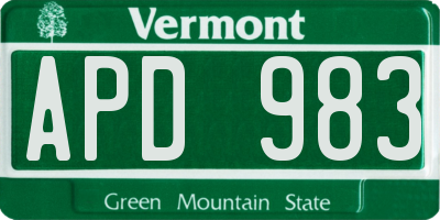 VT license plate APD983