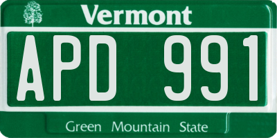 VT license plate APD991