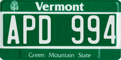 VT license plate APD994