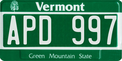 VT license plate APD997