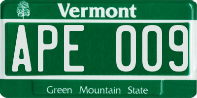 VT license plate APE009