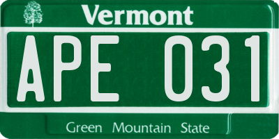 VT license plate APE031