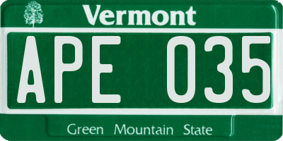 VT license plate APE035