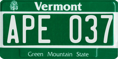VT license plate APE037