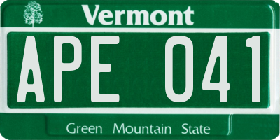VT license plate APE041
