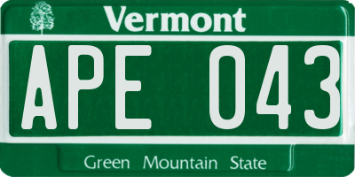 VT license plate APE043