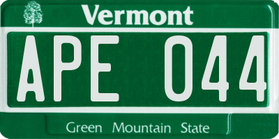 VT license plate APE044