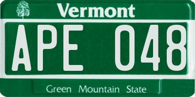 VT license plate APE048