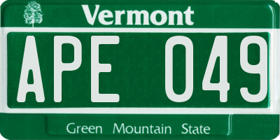 VT license plate APE049